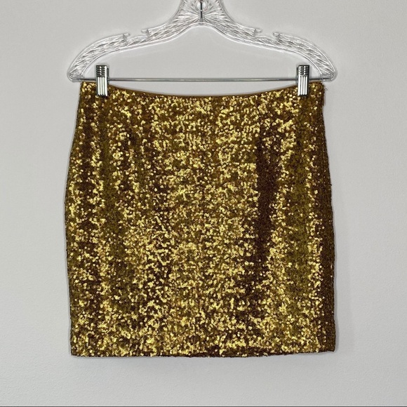 Cache Gold Sequin Mini Skirt - Picture 5 of 9
